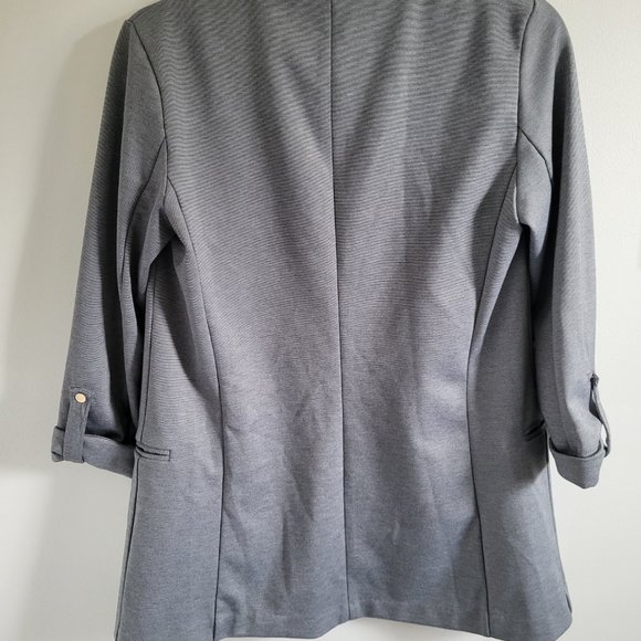 Dynamite women's long blue-grey open blazer with pockets, Size S - Picture 2 of 6